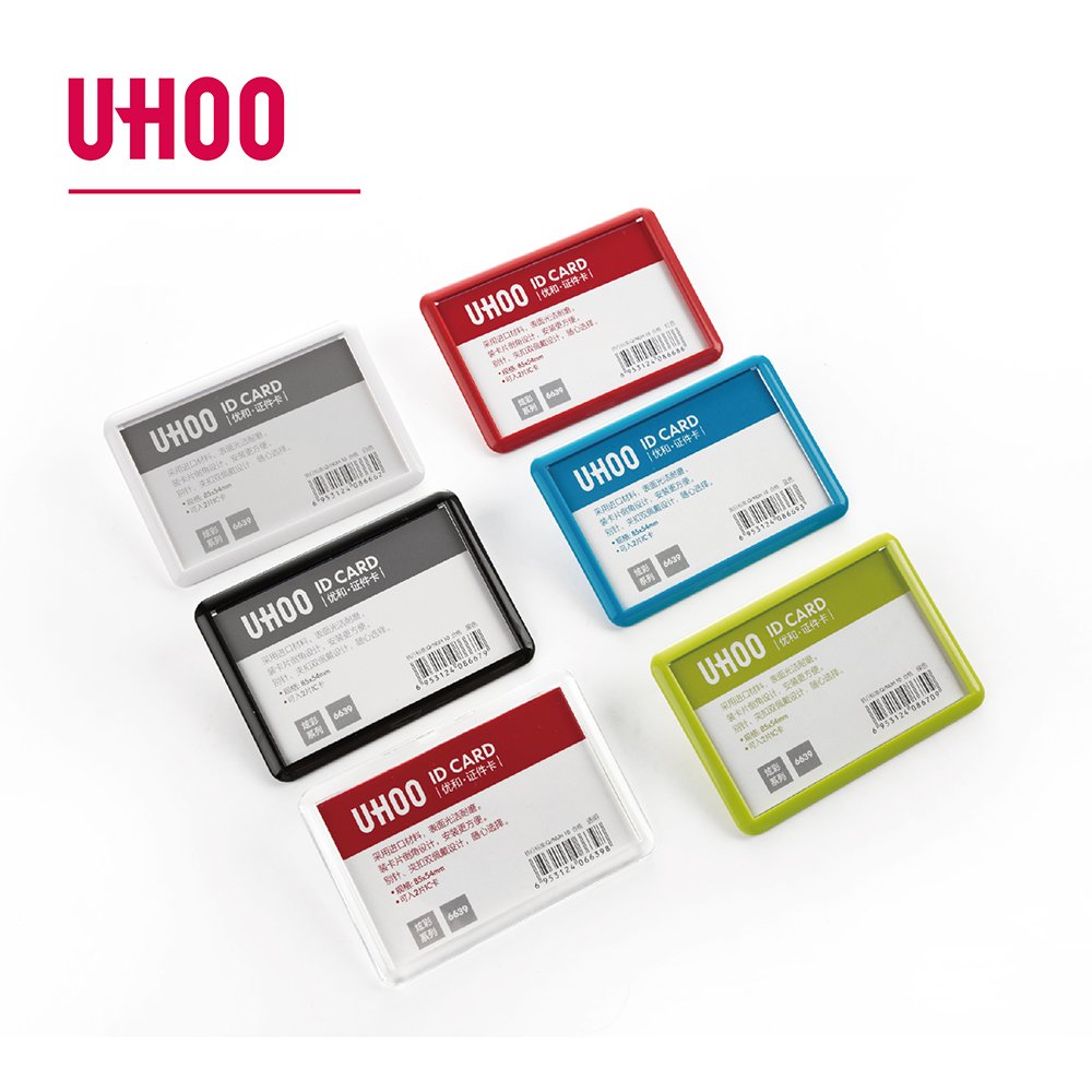 Card holders UHOO UHOO High quality Plastic Name Badge Double Wearing Design Pin and Clips Business Card Holder ID card