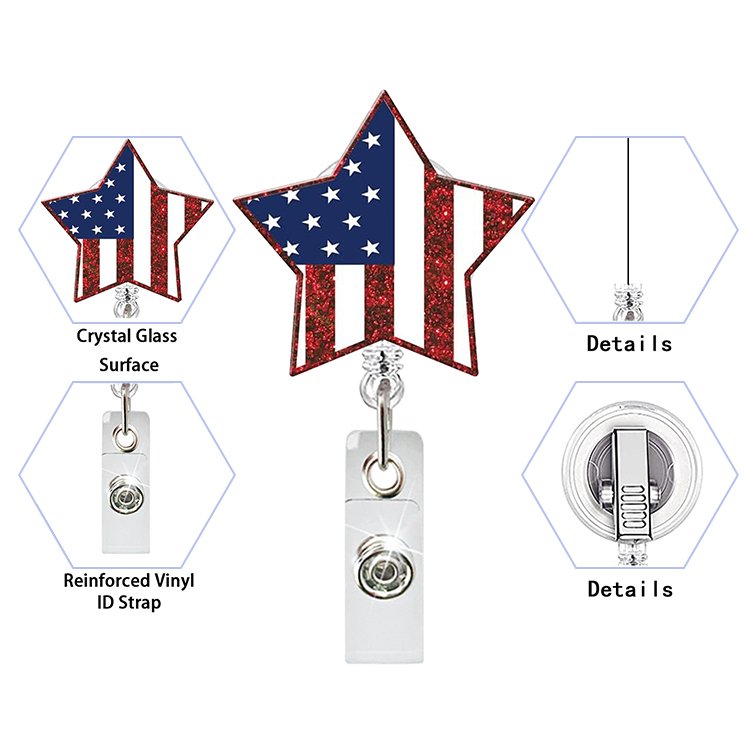 Top Selling Custom Branded Retractable Clip On Holder Retractable Acrylic Charms For Badge Reel