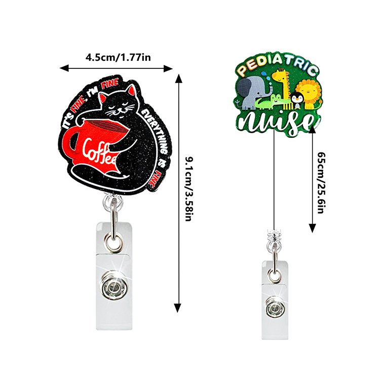 Top Selling Custom Branded Retractable Clip On Holder Retractable Acrylic Charms For Badge Reel