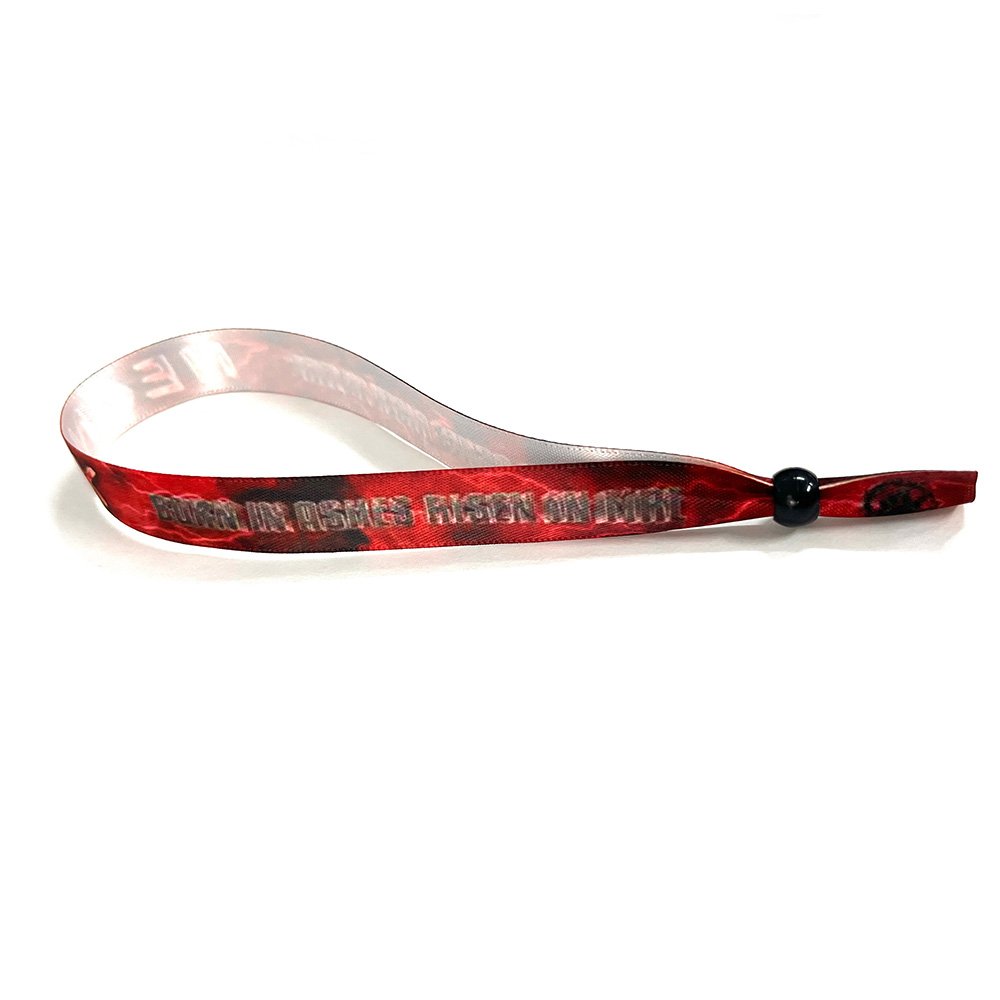 Factory free design wrist band with logo customized cheap ribbon with slide plastic bead sublimation printing