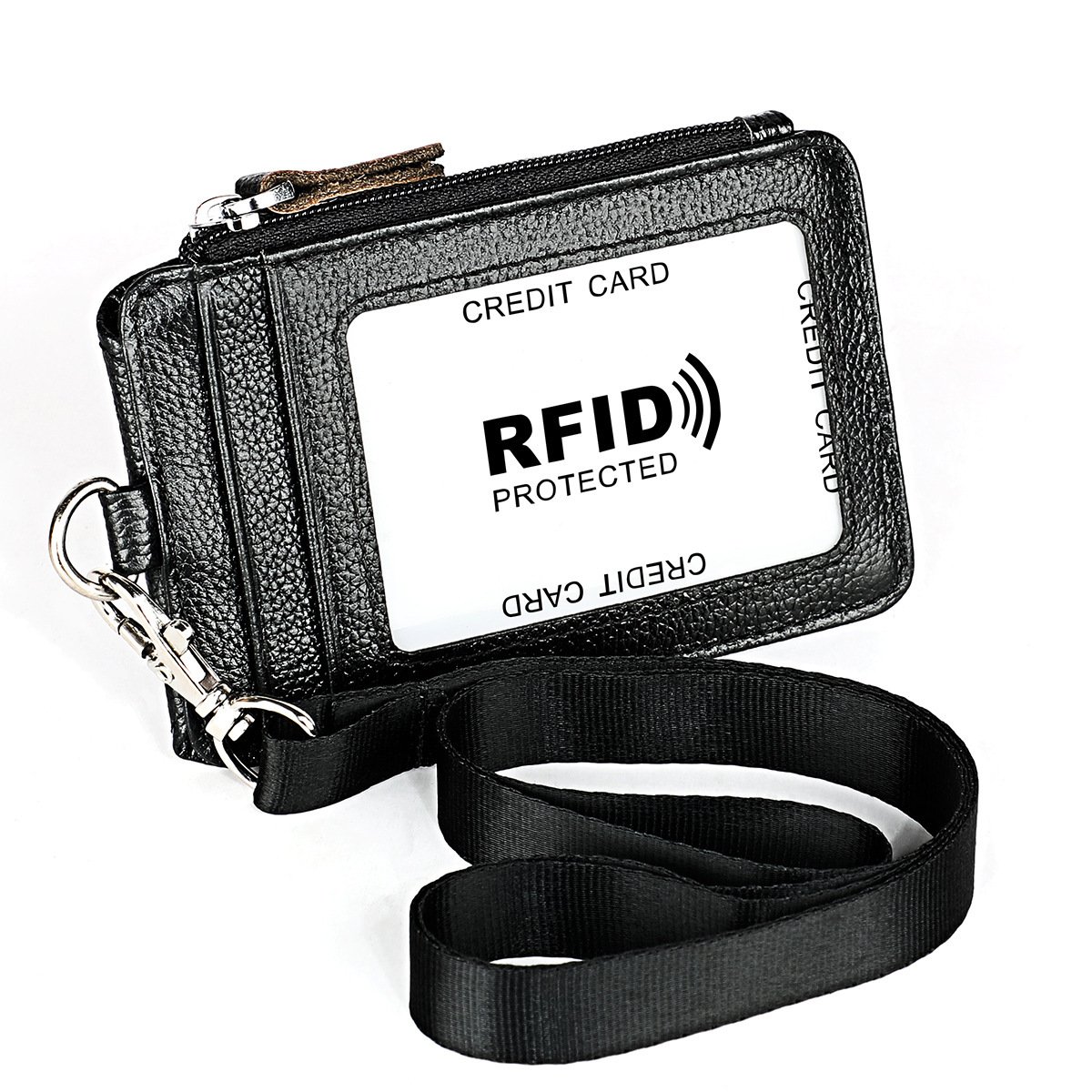 High Quality customizable Leather ID Badge Name Card Holder With Neck Strap Lanyard Working ID Holder