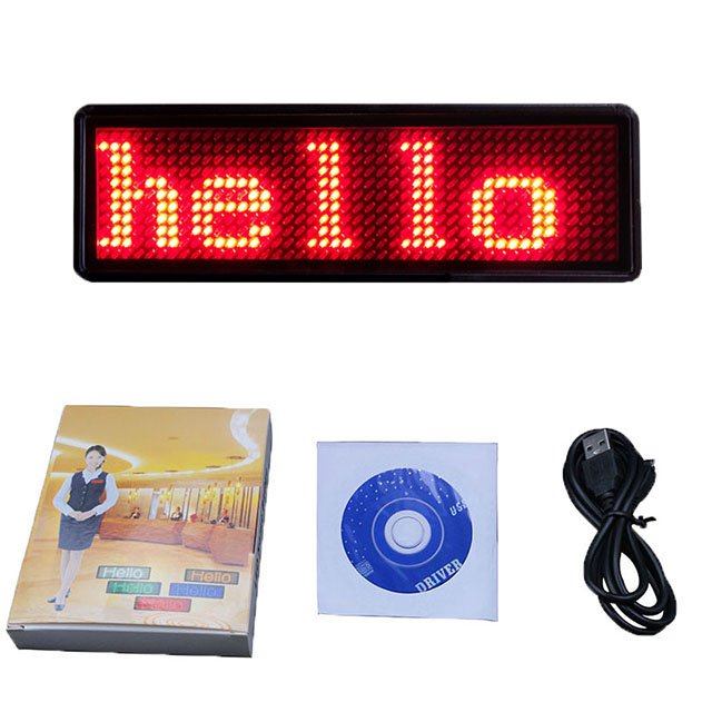 Programmable led scrolling message sign premium led name tag led digital signage display
