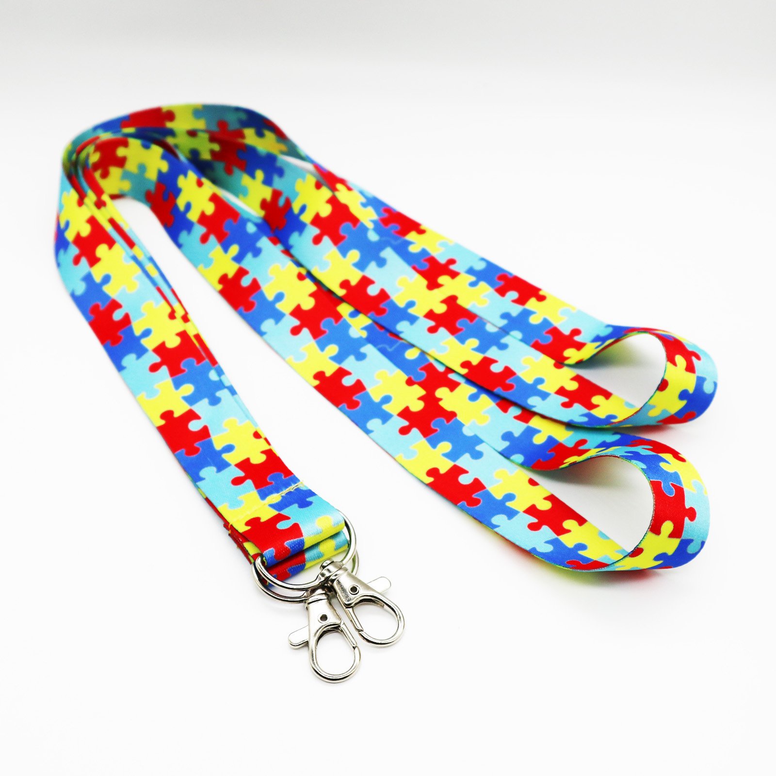 JF Gifts 2024 Autism Awareness Puzzle Piece Print Lanyard Key Chain Id Badge Holder