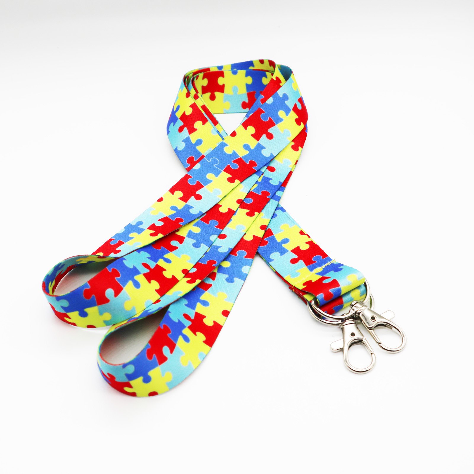 JF Gifts 2024 Autism Awareness Puzzle Piece Print Lanyard Key Chain Id Badge Holder