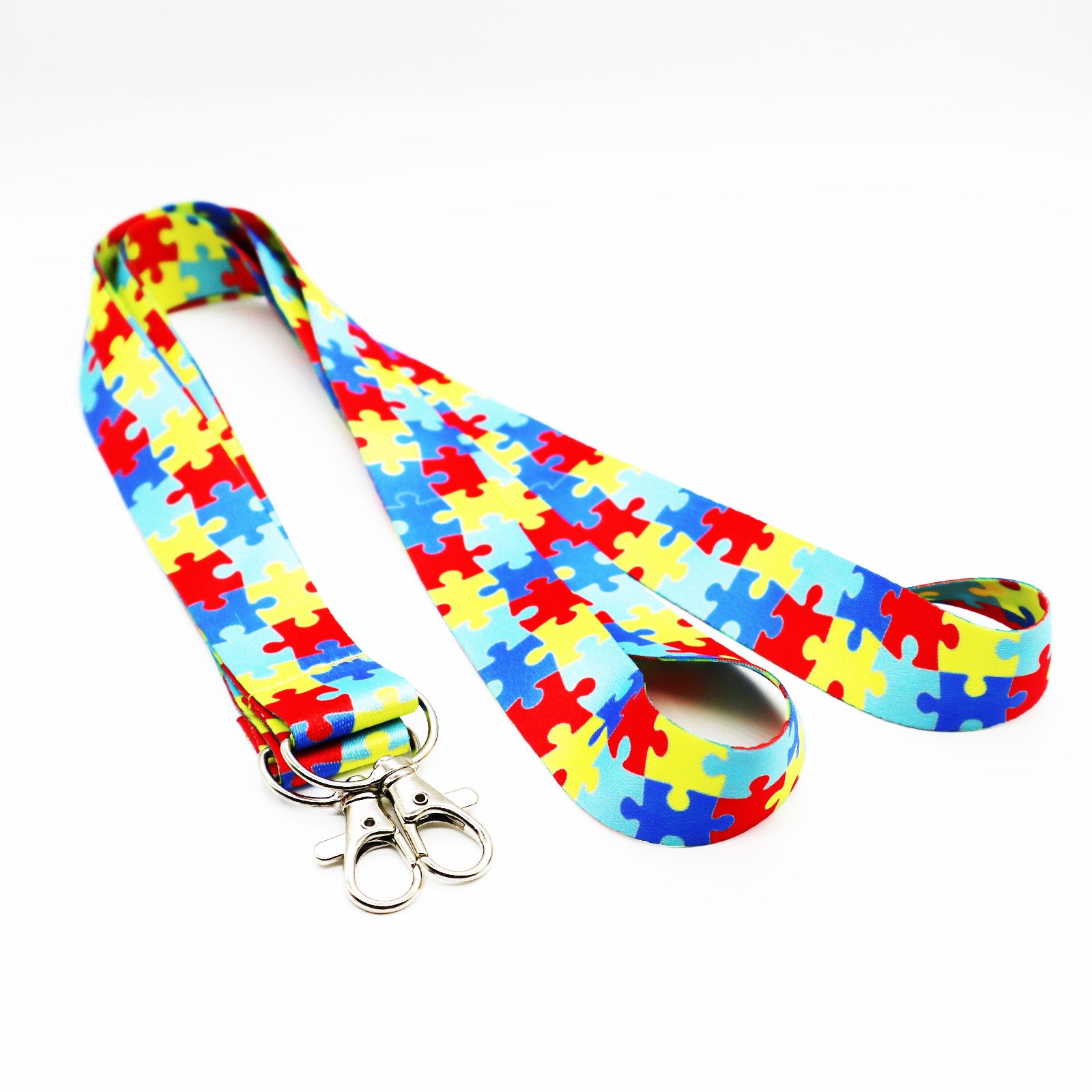 JF Gifts 2024 Autism Awareness Puzzle Piece Print Lanyard Key Chain Id Badge Holder