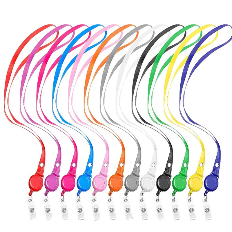 Custom Logo Cheap Blank Plain Lanyards Exhibition Retractable Neck Lanyard With Id Card Badge Holder