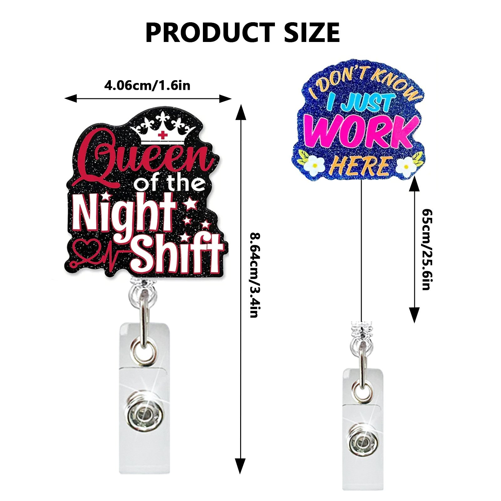 A-020 New Acrylic Nurse Working Overtime Retractable Nurse Badge Reel Holder ID Name Card Holder Badge Nurse Accessories