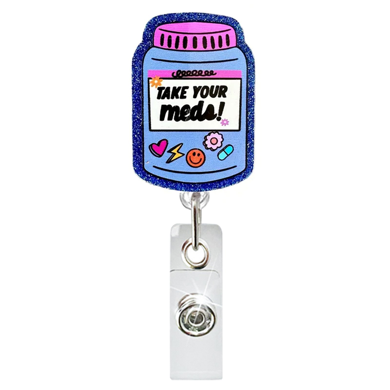 A-020 New Acrylic Nurse Working Overtime Retractable Nurse Badge Reel Holder ID Name Card Holder Badge Nurse Accessories
