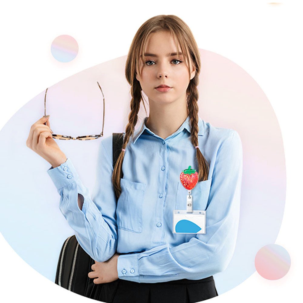 New Summer Multi-colored Fruit Oil Coated Id Card Holder Nurse Fruit Retractable Badge Reel Holder