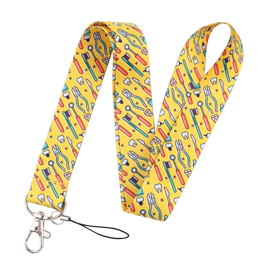 Wholesale Polyester Dentist Dental Tooth Care Neck Lanyard Keychain Holder ID Badge Mobile Phone Lanyard Strap