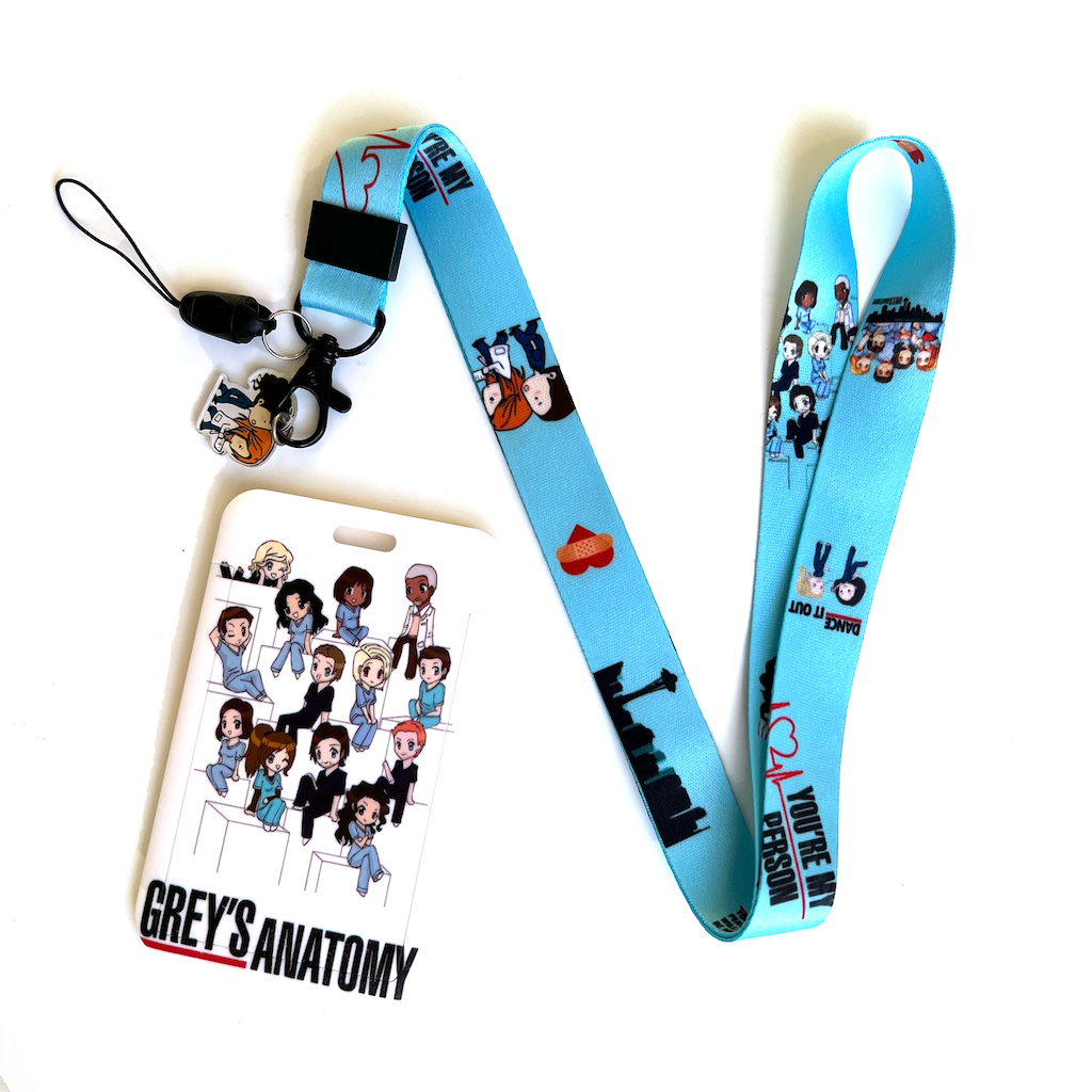 DNC ID badge America TV show grey anatomy polyester flat lanyard with business card case