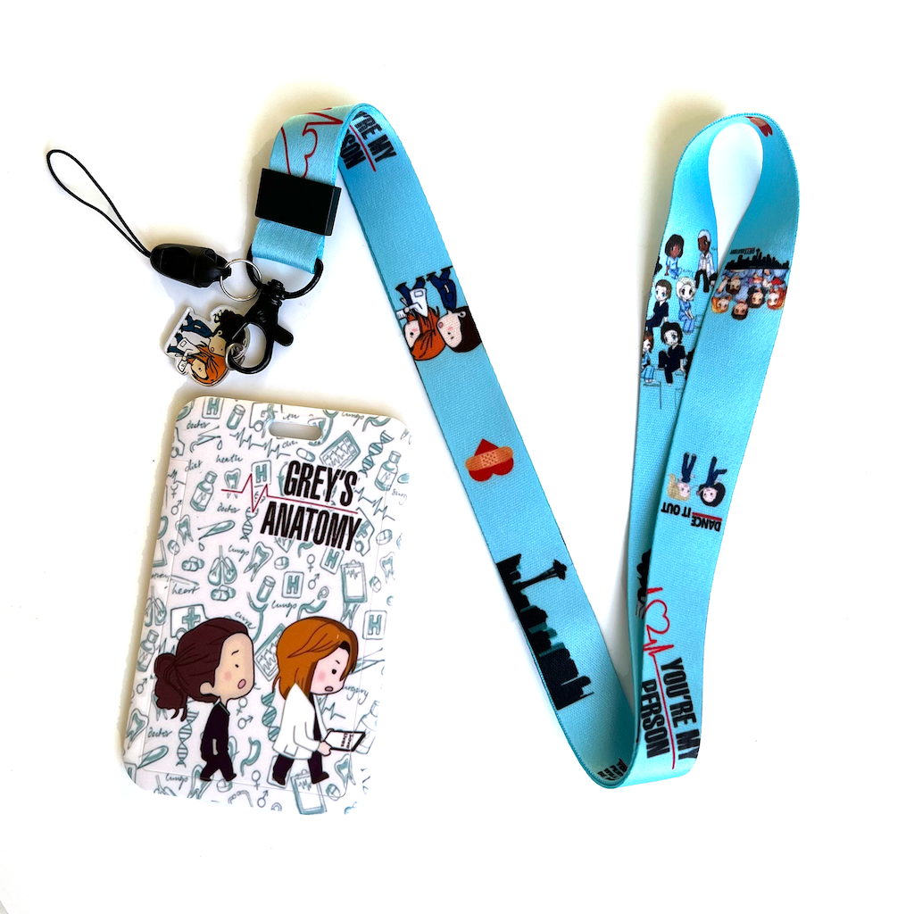DNC ID badge America TV show grey anatomy polyester flat lanyard with business card case