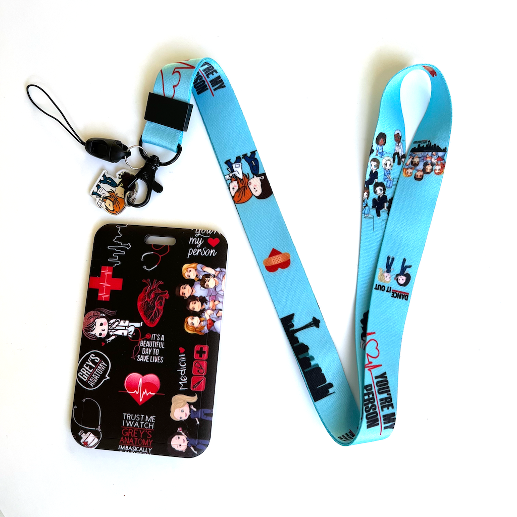 DNC ID badge America TV show grey anatomy polyester flat lanyard with business card case