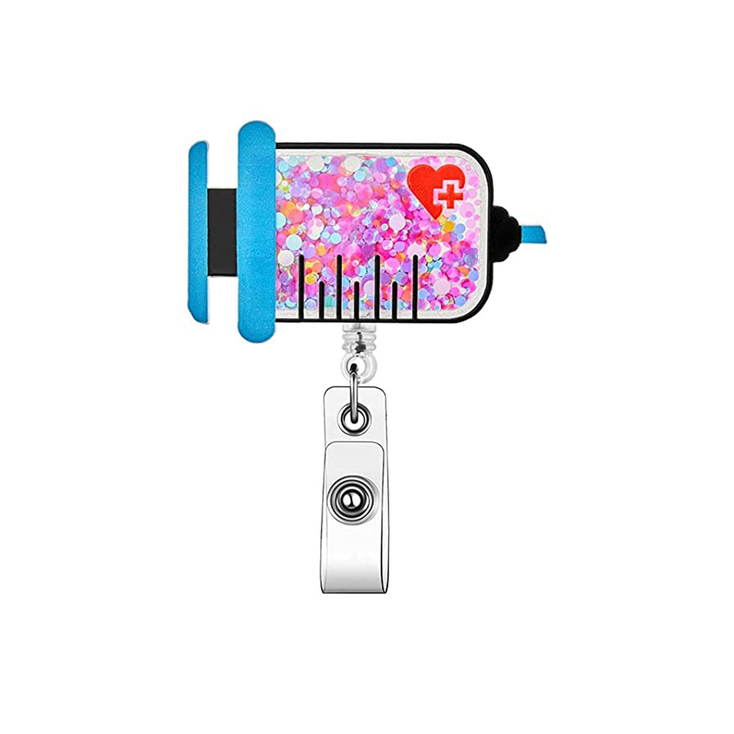 A-026 Acrylic Needle Medical Clothes Caring Nurse ID Badge Holder Retractable Badge Reel with 360° Rotatable Back Clip