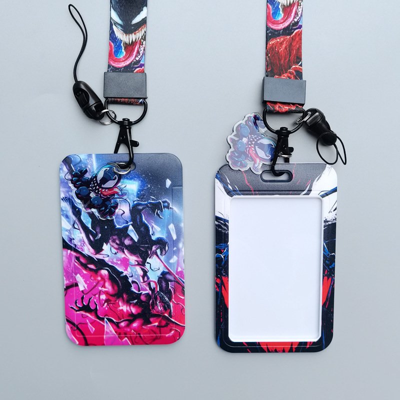Wholesale Cool Marvel Venom Card Holder Anti-Lost Neck Strap Lanyards No-Slip Shell Card Case For Kids ID Badge Cover Custom