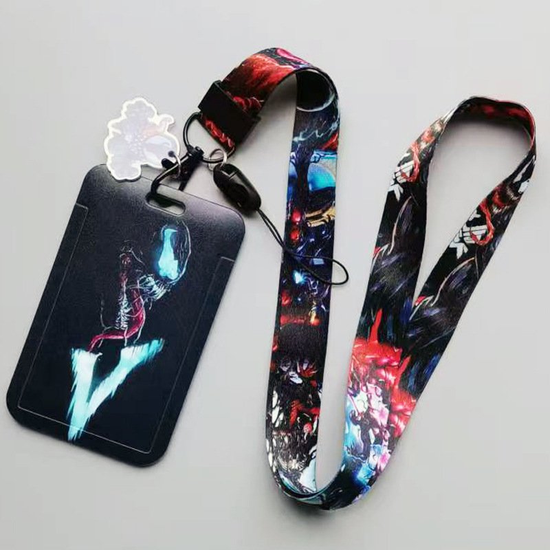Wholesale Cool Marvel Venom Card Holder Anti-Lost Neck Strap Lanyards No-Slip Shell Card Case For Kids ID Badge Cover Custom