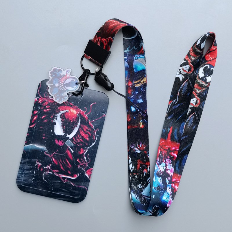 Wholesale Cool Marvel Venom Card Holder Anti-Lost Neck Strap Lanyards No-Slip Shell Card Case For Kids ID Badge Cover Custom