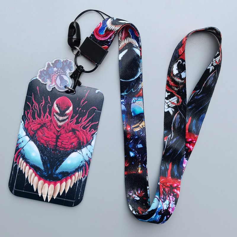 Wholesale Cool Marvel Venom Card Holder Anti-Lost Neck Strap Lanyards No-Slip Shell Card Case For Kids ID Badge Cover Custom