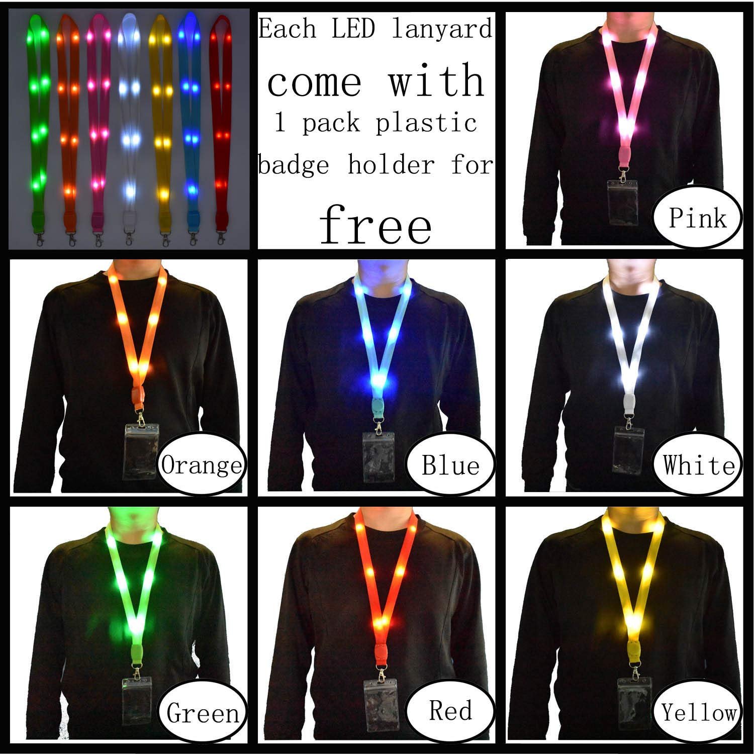 Custom bling car keychain light up nylon led flashing lanyards with id badges holder