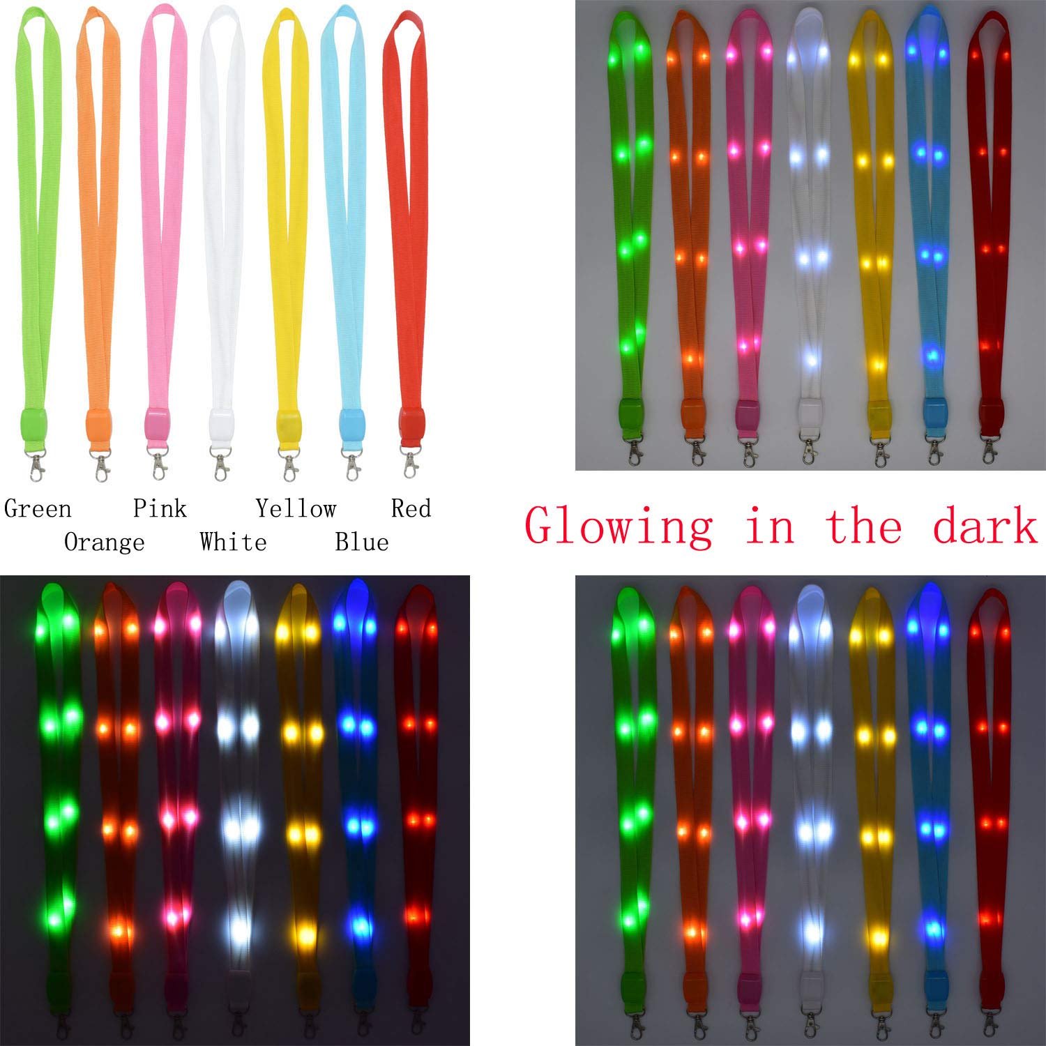 Custom bling car keychain light up nylon led flashing lanyards with id badges holder