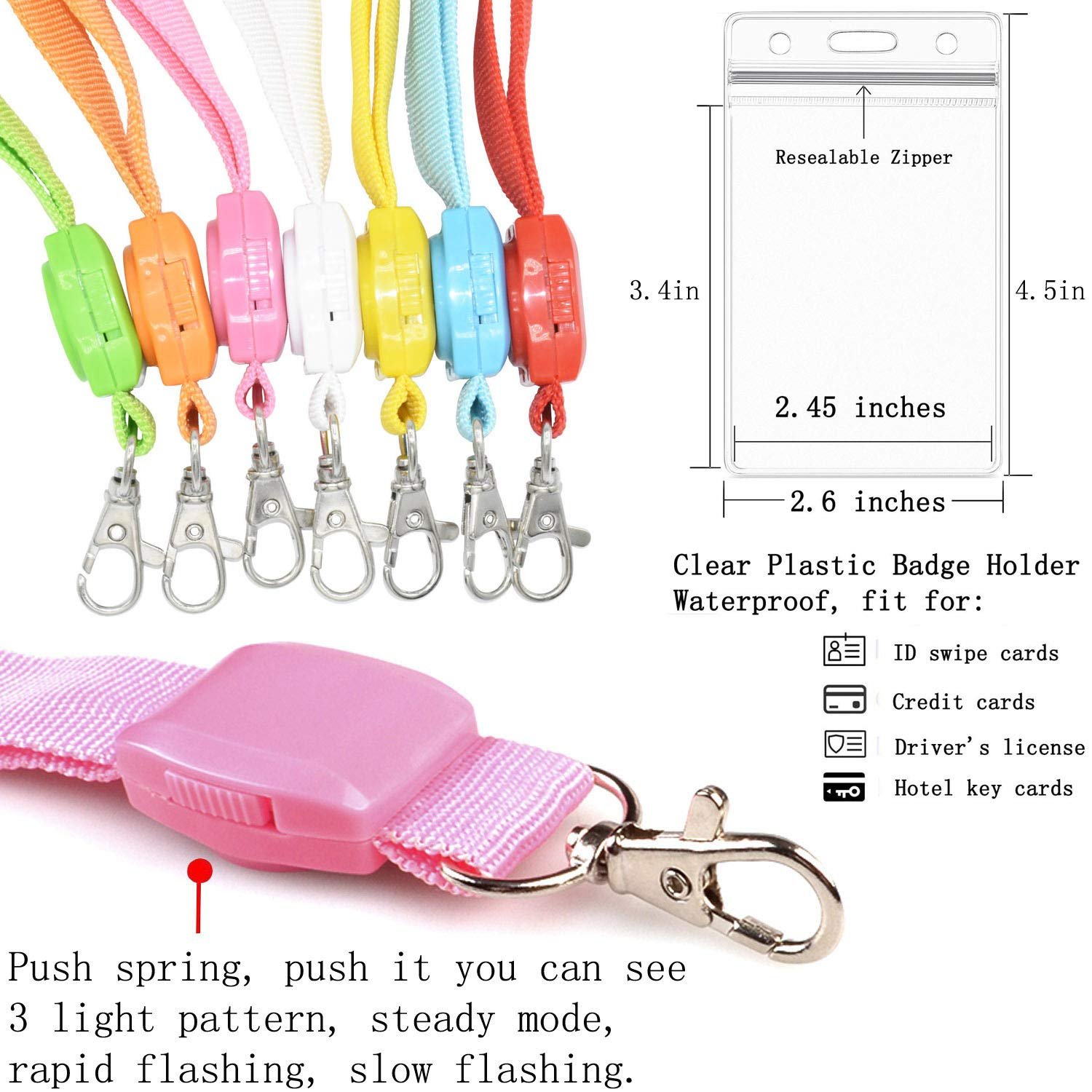 Custom bling car keychain light up nylon led flashing lanyards with id badges holder