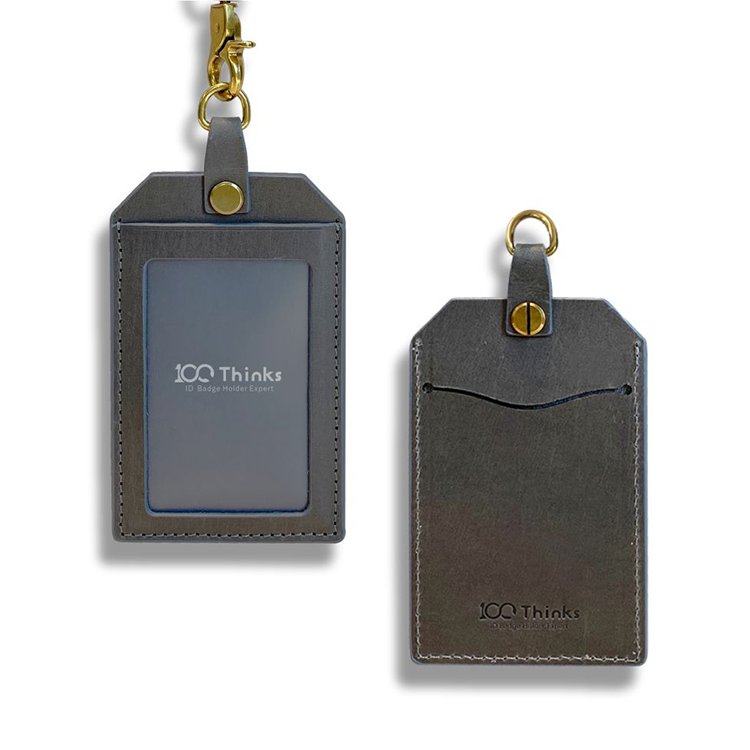 Genuine Leather Lanyard with Custom Logo Fashionable Credit Card and Badge Holder for ID Cards Featuring Metal PU Material