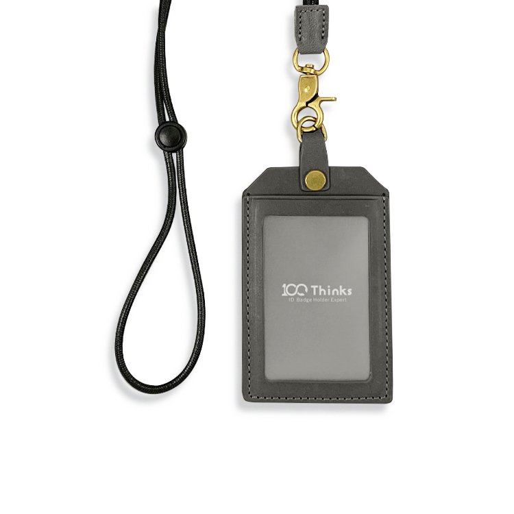 Genuine Leather Lanyard with Custom Logo Fashionable Credit Card and Badge Holder for ID Cards Featuring Metal PU Material