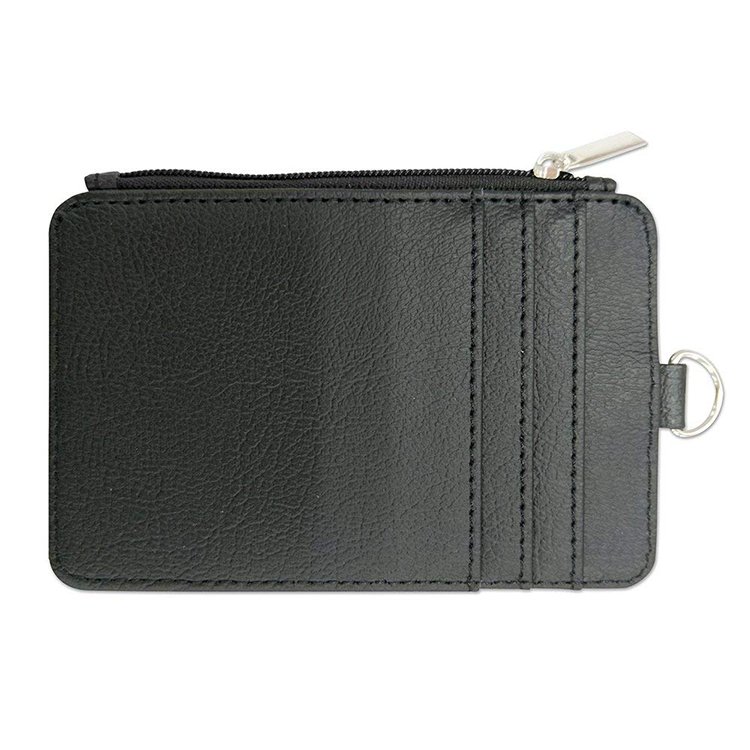 lanyard id card holder leather badge holder with zipper