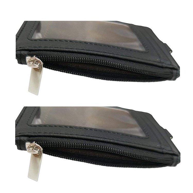 lanyard id card holder leather badge holder with zipper