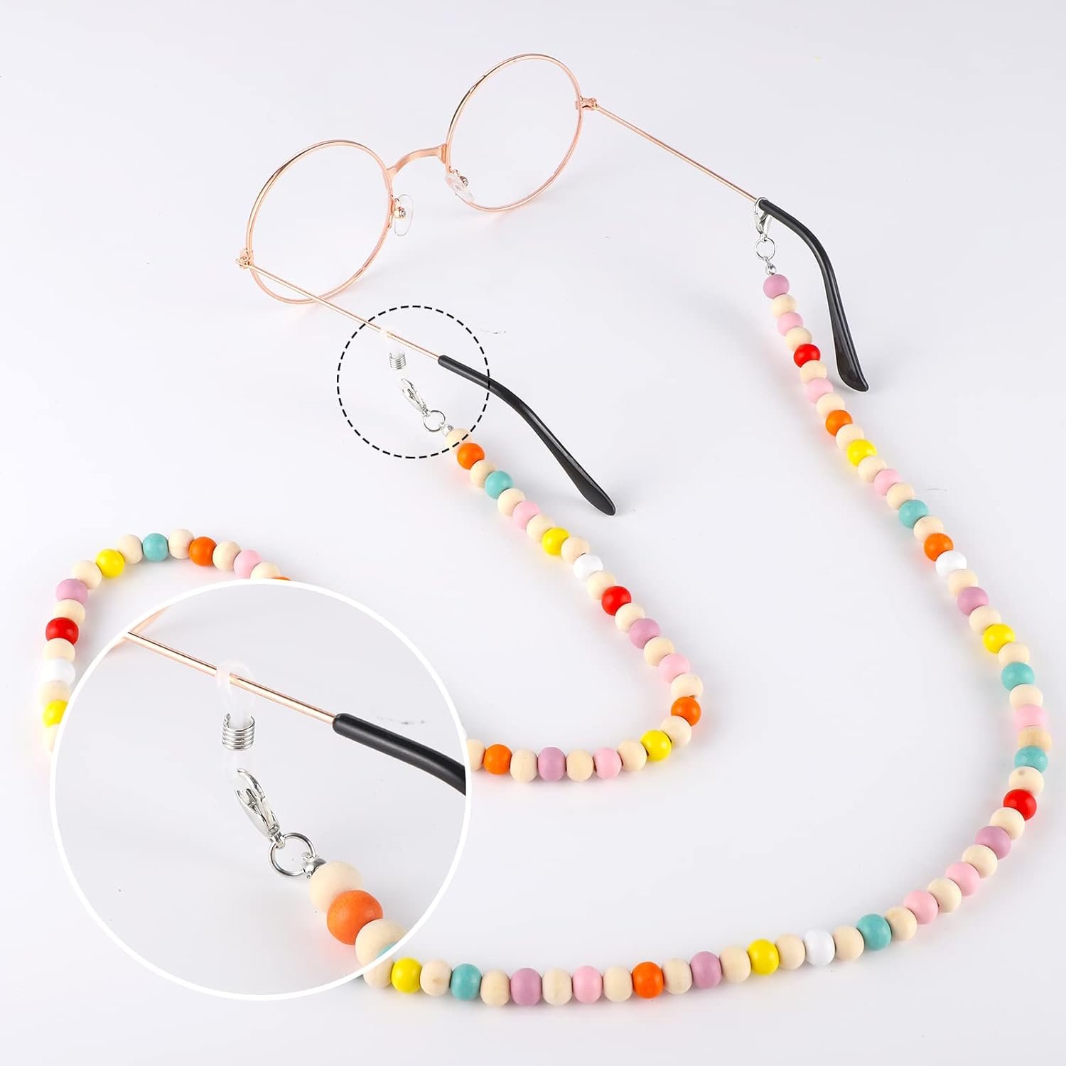 Personalized Colorful Beaded Lanyards Card Holder Id Badges Teacher Lanyard For Eyeglasses Chains