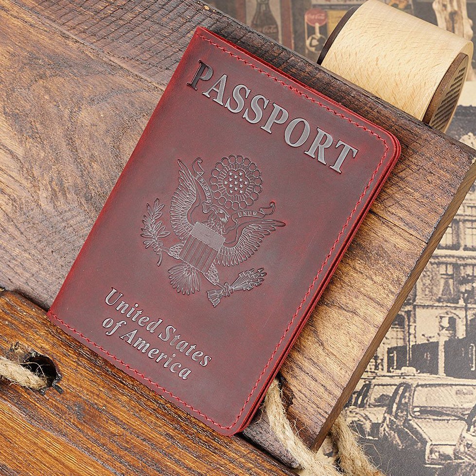 US Genuine Leather Passport Book Cover Thin American Travel Passport Holder Premium International USA Passport Protector Case