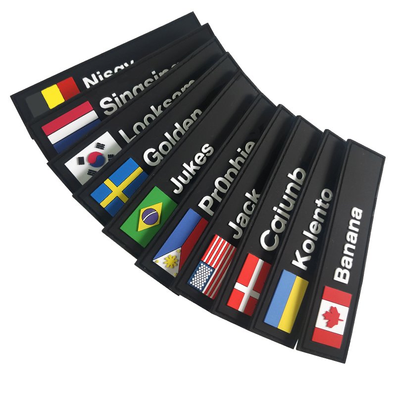 custom logo rubber pvc usa tactical patch garment clothing backpack label holder board hook & loop