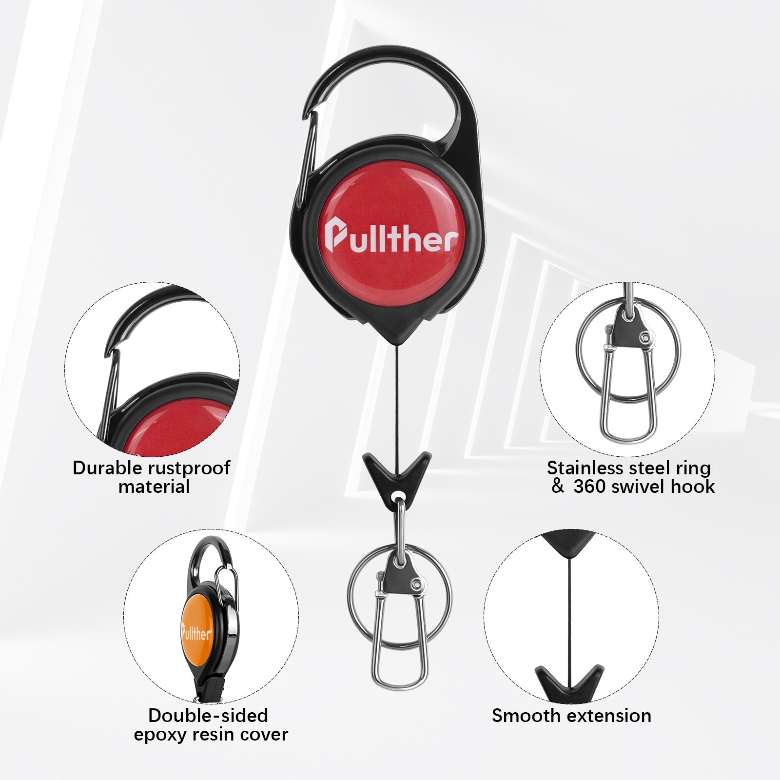 Wholesale 65cm Stretch length DIY Retractable Keychain Badge Holder Pull Reel ID Badge Reel Reel Custom Logo