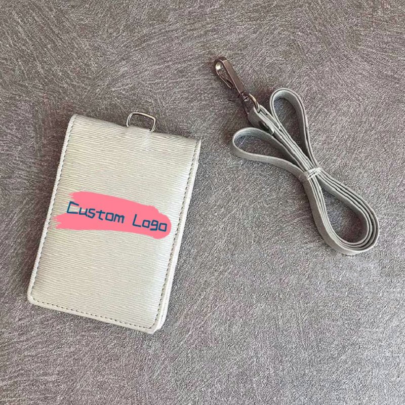 Custom Multi Card Slot Work Permit Badge Holder Business Style Vertical PU Leather Acces Card Folding Card Holder