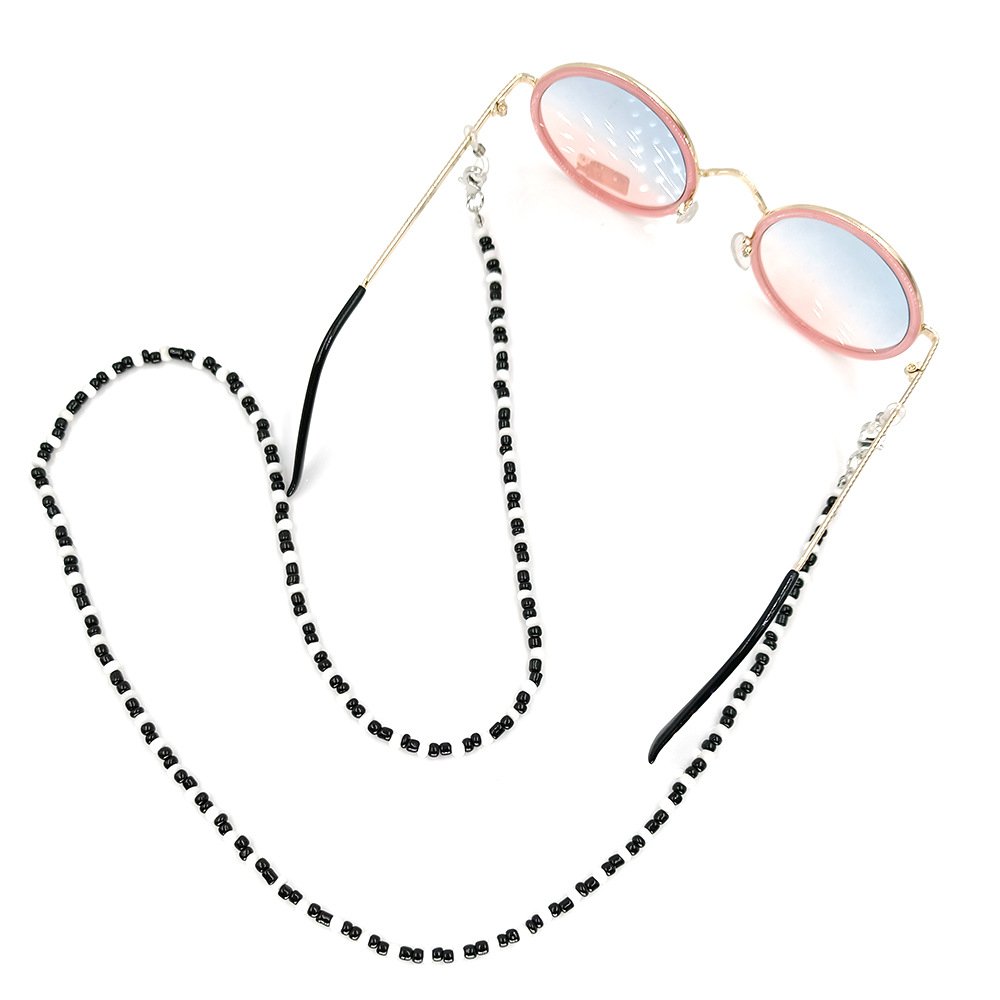2024 fashion black and white beads ID lanyard necklace work badge pendant long sweater chain