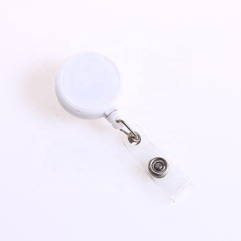 32mm big epoxy sticker logo retractable badge reel with carabiner belt clip id badge reel