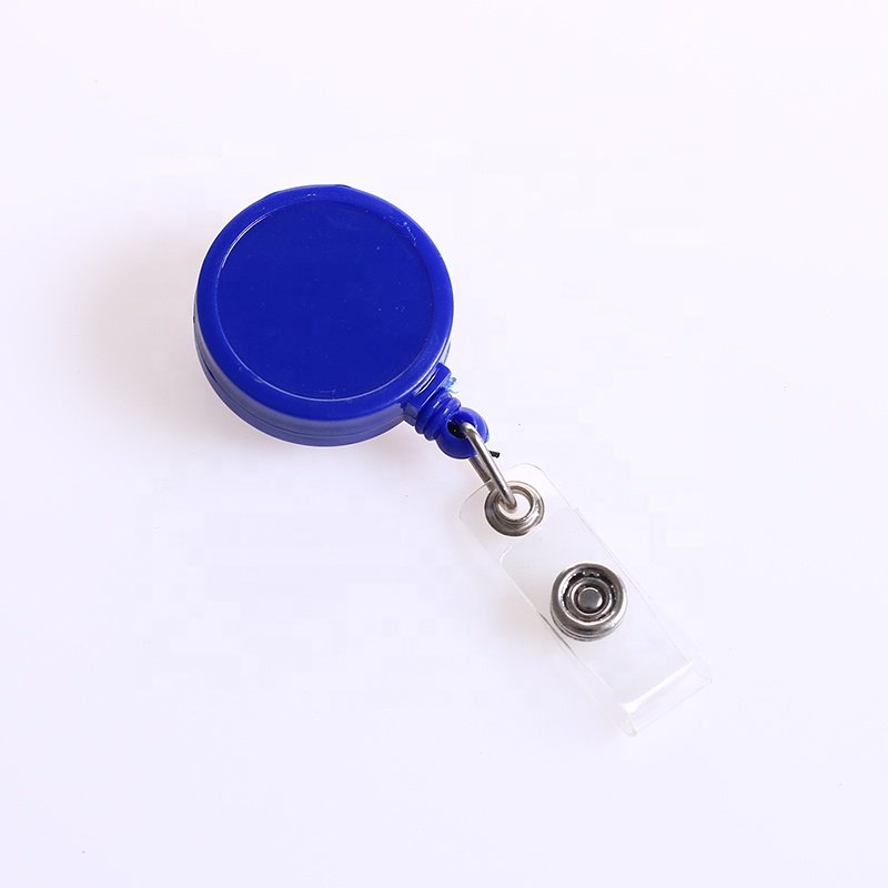 32mm big epoxy sticker logo retractable badge reel with carabiner belt clip id badge reel