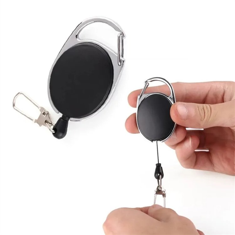 Retractable Key Holder Metal Key Reel Badge Holder Telescopic Rope Pull Key Chain Holder with Belt Clip