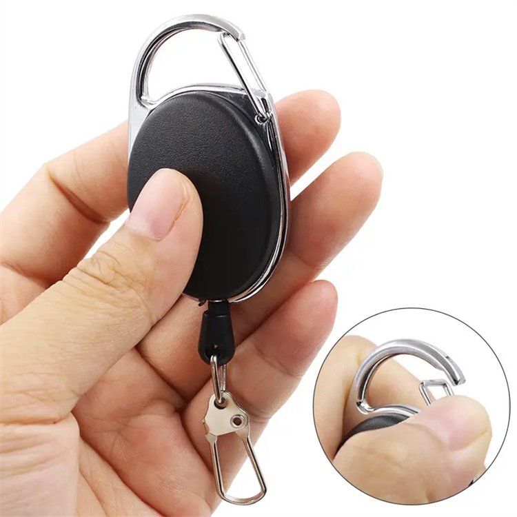 Retractable Key Holder Metal Key Reel Badge Holder Telescopic Rope Pull Key Chain Holder with Belt Clip