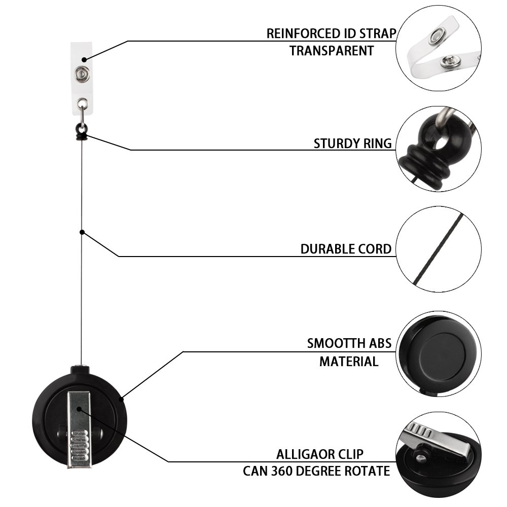 Wholesale 360 Rotate Plastic Retractable Yoyo Nurse Name Card Reel ID Badge Holder with Metal Alligator Clip