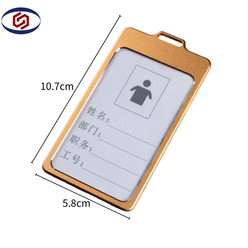 Gold Vertical aluminum ID badge holder