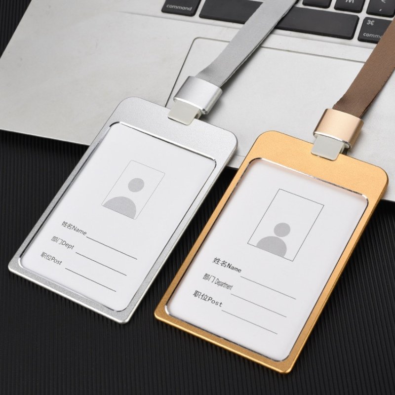 Gold Vertical aluminum ID badge holder