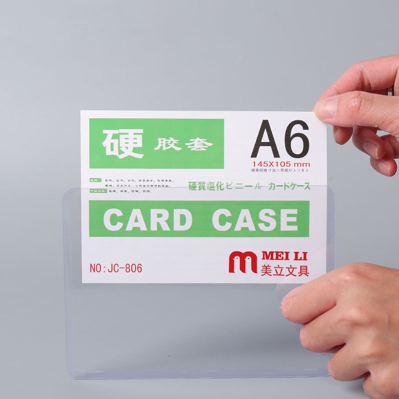 Wholesale Transparent Hard Glue Plastic Sleeve PVC Material Water Proof ID Badge Card Holder Photo Document Protector Card