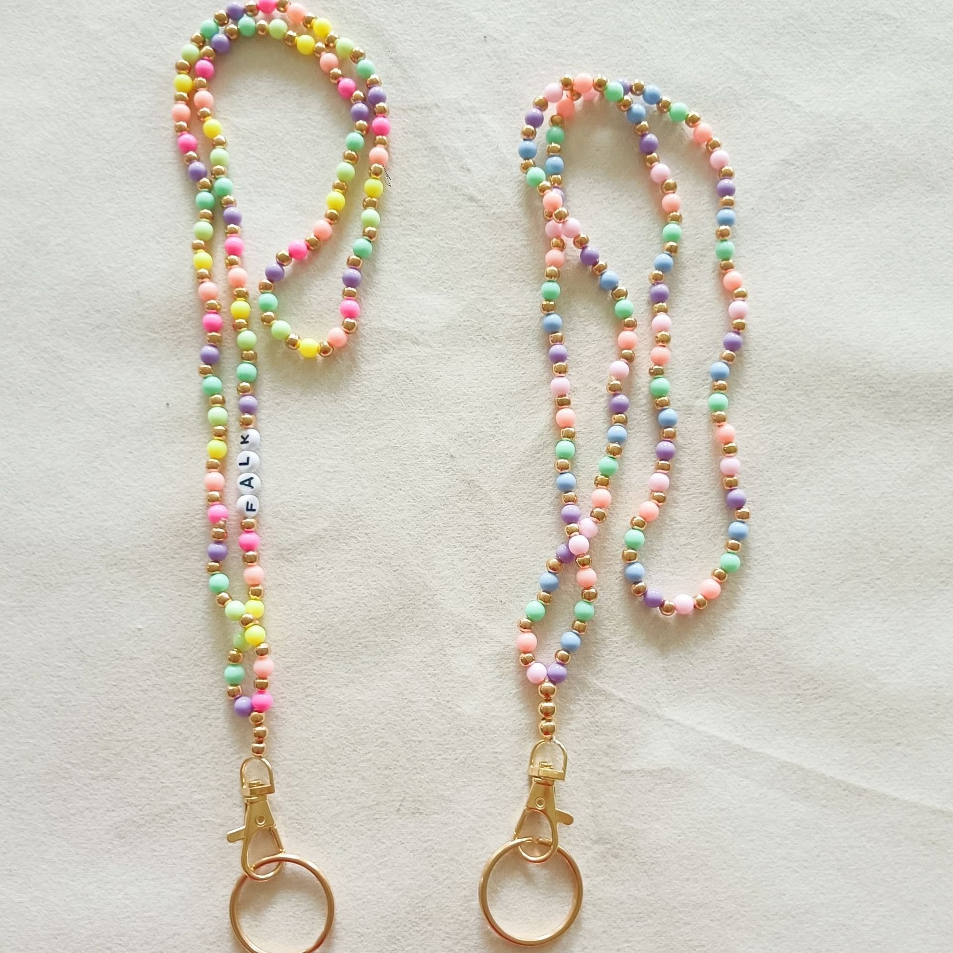 New DIY Fashionable Creative Silicone Acrylic Bead Necklace Accessories Phone Rope Badge ID Card Holder Hanging Colorful Lanyard