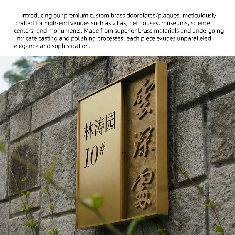 Custom-Made Light Luxury High-Grade Solid Brass Engraving Pet House Free Design for Upcale Residential Villa as Badge Holder