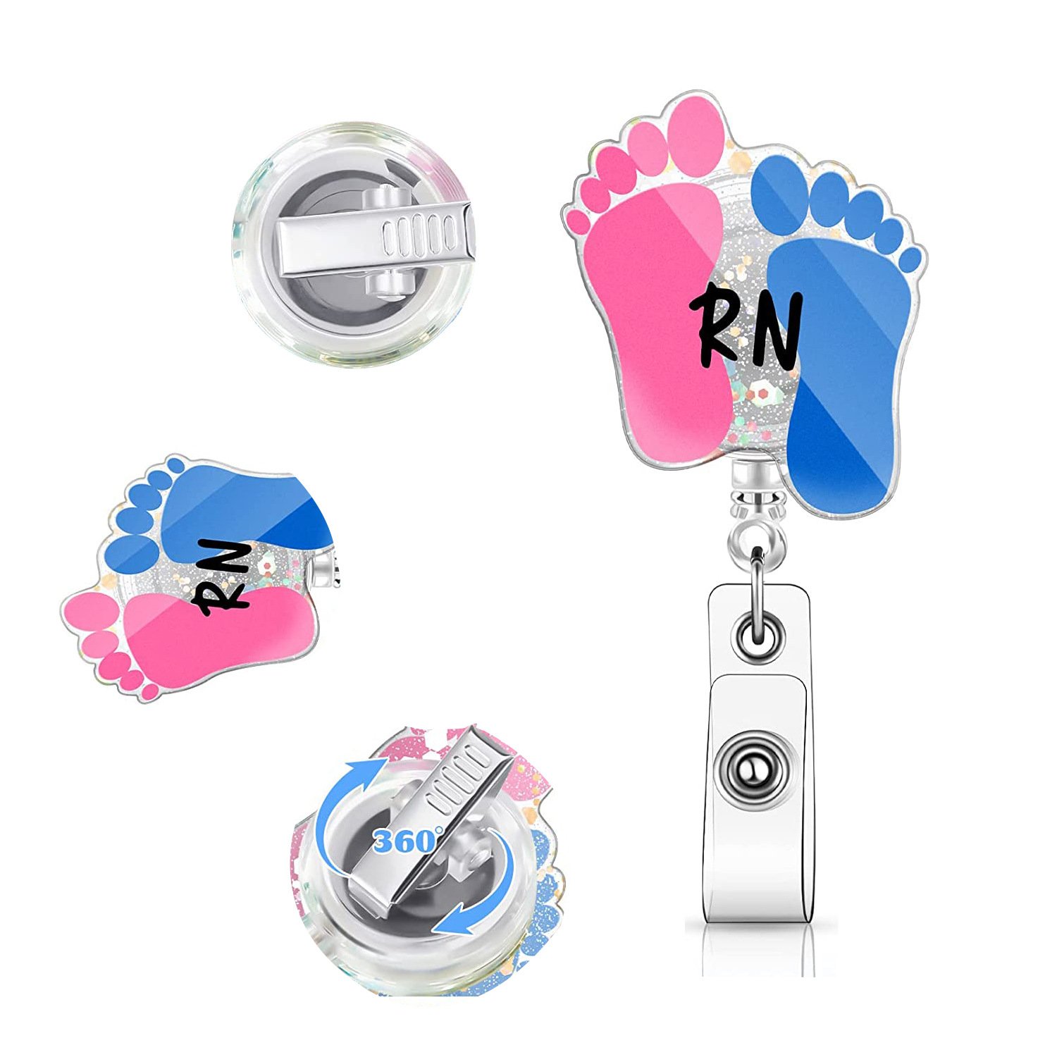Acrylic baby labor and deliver buckle rotate pull-up card buckle nurse telescopic badge scroll Reel holder