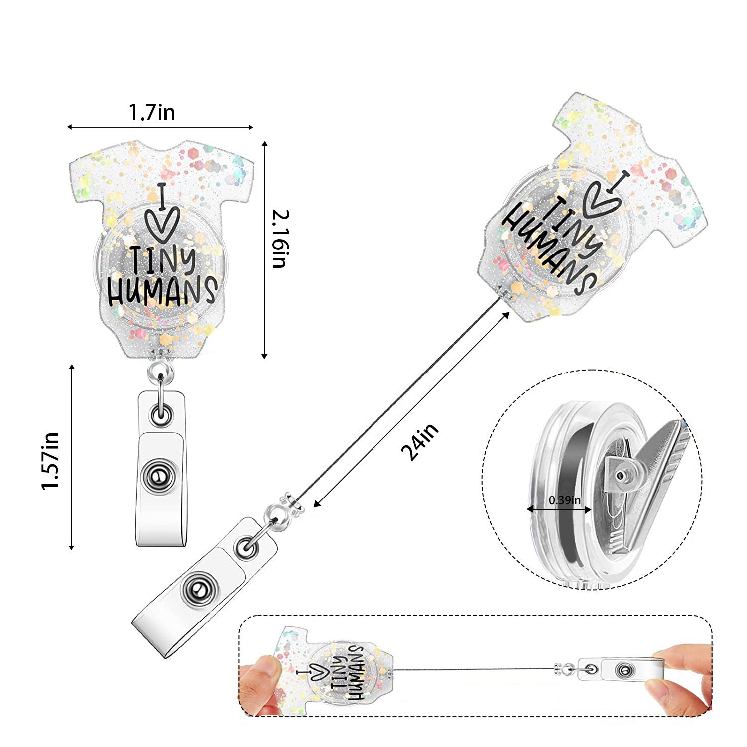 Acrylic baby labor and deliver buckle rotate pull-up card buckle nurse telescopic badge scroll Reel holder