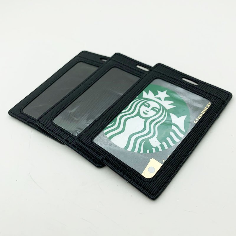 custom Slim Credit Card Holder Office Work Name Badge Holder PU Leather Lanyard ID Name Card Holder