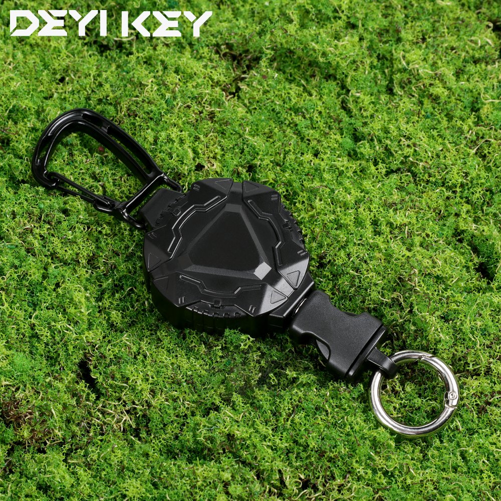 2024 Outdoor Badge Reel Wheel Rope reel key ring Badge Holder With Carabine Reel