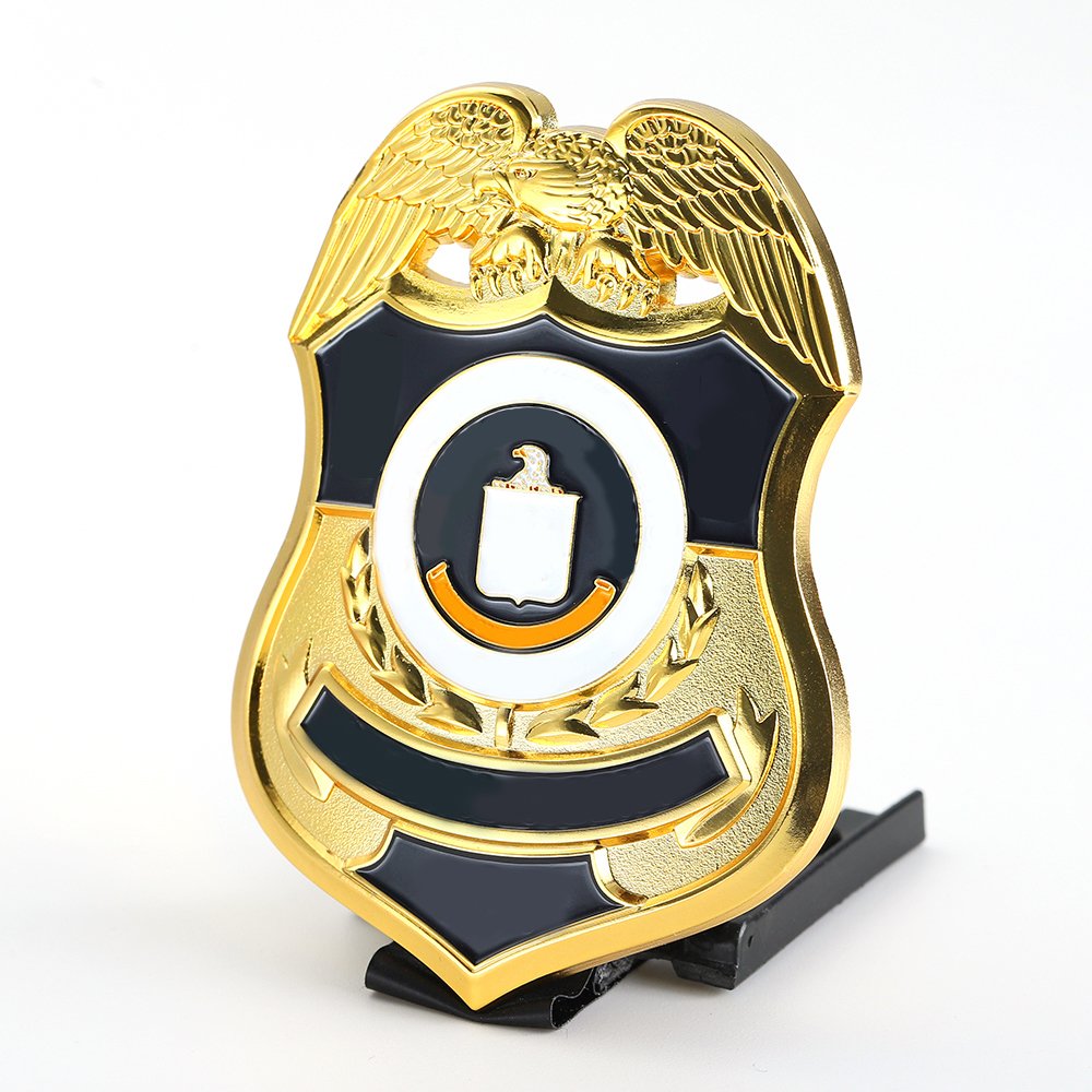 Manufacturer Custom Metal Badge Award Custom Logo Zinc Alloy 3D Enamel Emblem Id Badge Holder With Leather Wallet Of Honor